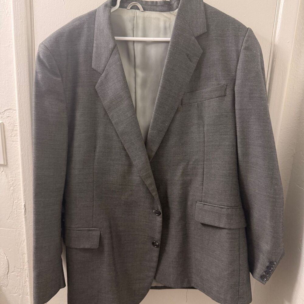 Oleg Cassini Men's Blazer 48 Regular Gray Green Classic Solid